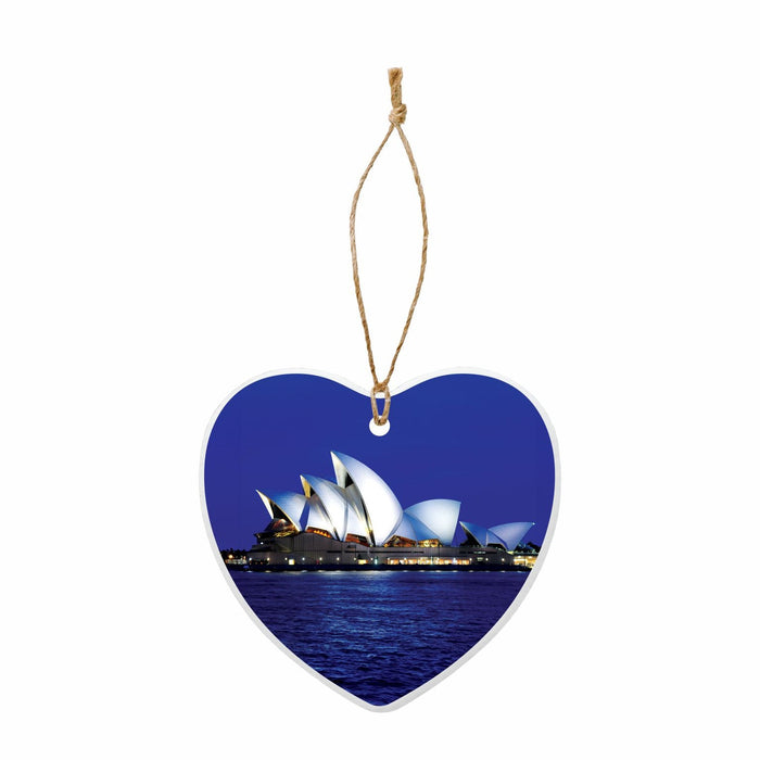Ceramic Heart Hanging Decoration - Opera House By Night