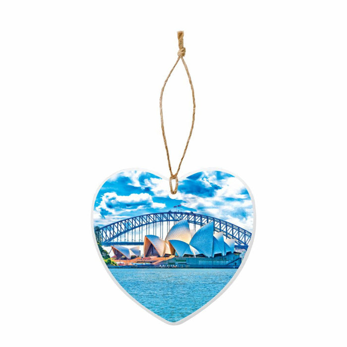 Ceramic Heart Hanging Decoration - Sydney Harbour Blue
