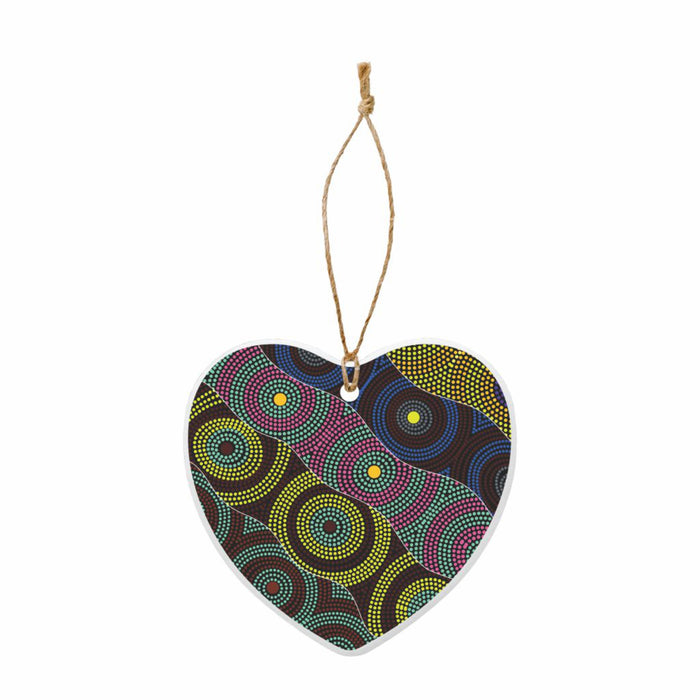 Ceramic Hanging Decoration Heart By Cindy Wallace - Circles