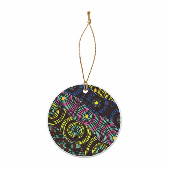 Ceramic Round Hanging Decoration By Cindy Wallace - Circles