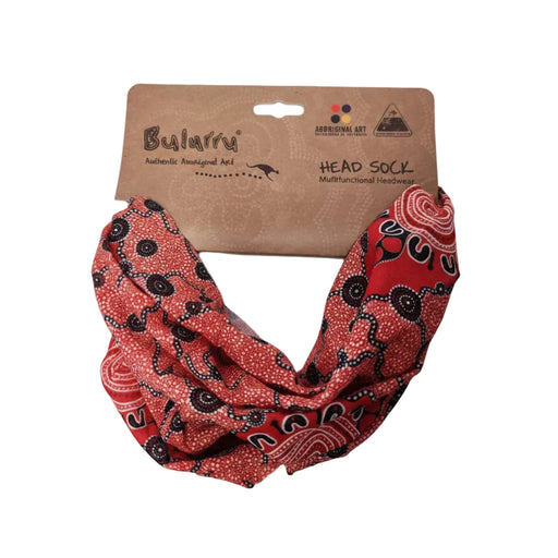 RED BLACK AND WHITE HEAD SOCK CALLED THE GATHERING