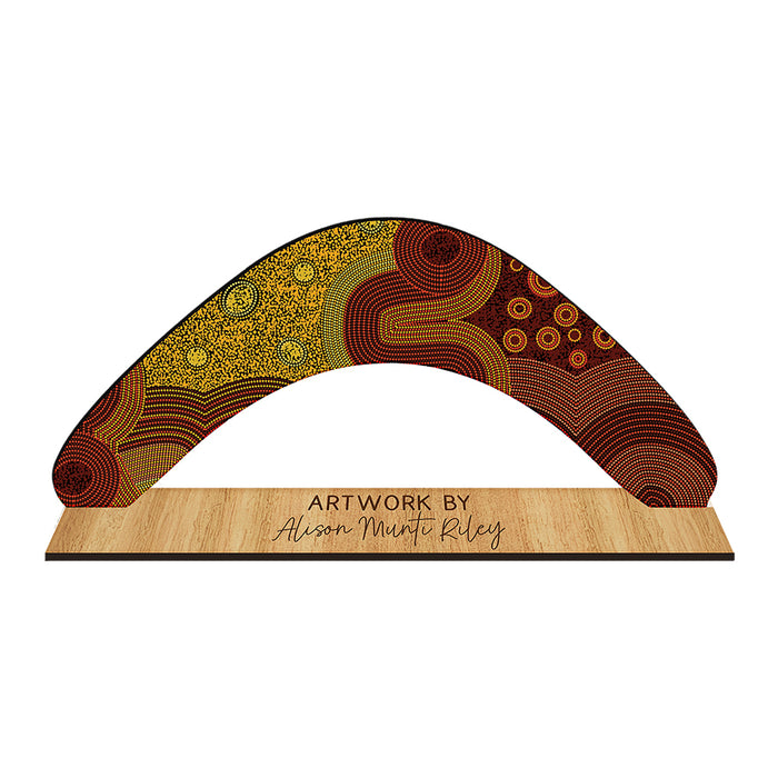 Decorative Boomerang Australian Made - Alison Munti Riley Orange