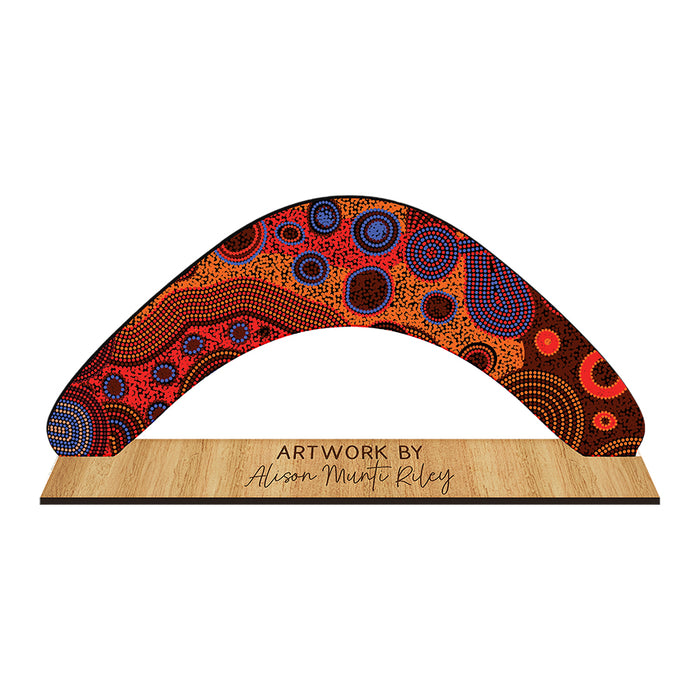 Decorative Boomerang Australian Made - Alison Munti Riley Red