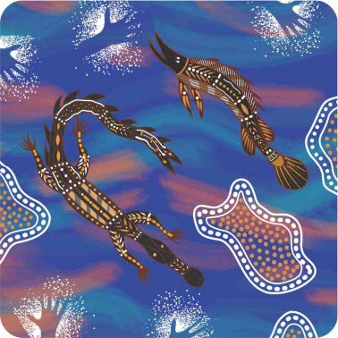 Cork Square Coaster Set with Aboriginal Designs