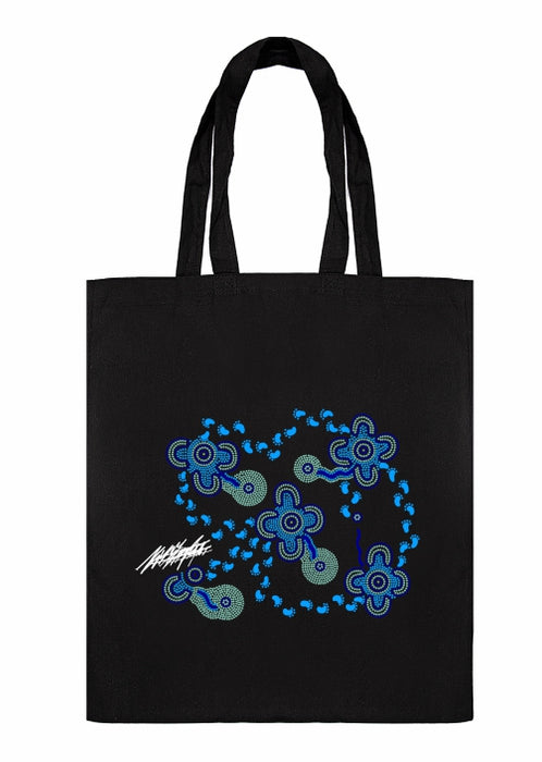 Shopping Tote Bag - On Walkabout Blue By Karen Taylor