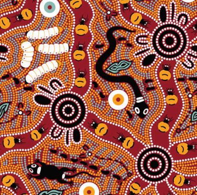 Bush Tucker Tan Aboriginal Pattern COTTON Fabric Per Metre