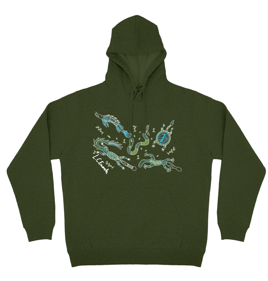Adults Cozy Hoodie - Freshwater Totems By Louis Enoch