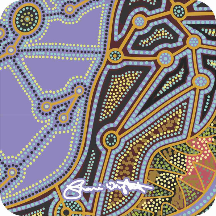 Aboriginal Ceramic Coasters - Guldu By Shane Wright