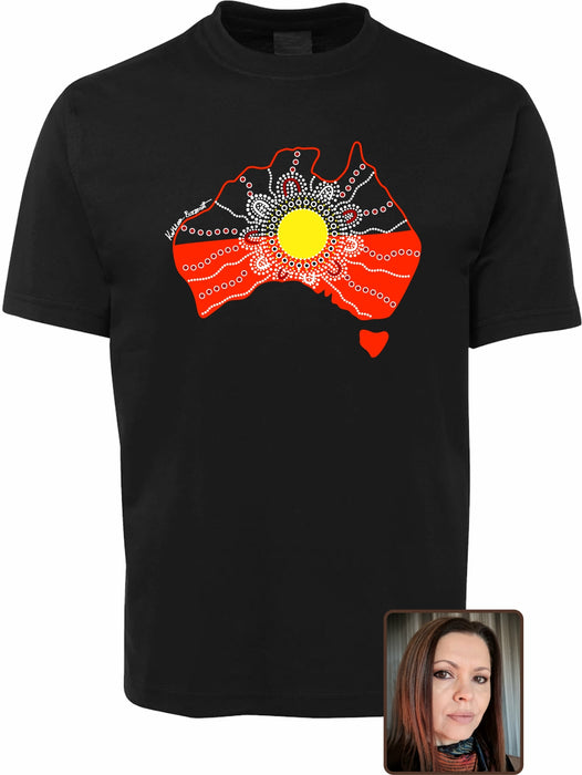 Aboriginal Flag T Shirt ADULT Regular Fit - Kathleen Buzzacott, Original Design