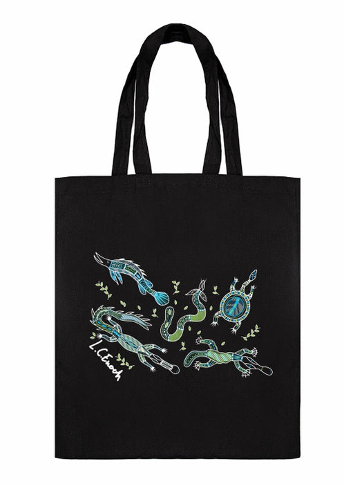 Shopping Tote Bag - Freshwater Totems By Louis Enoch