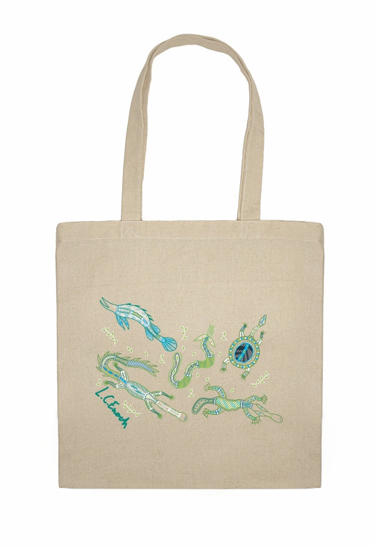Shopping Tote Bag - Freshwater Totems By Louis Enoch