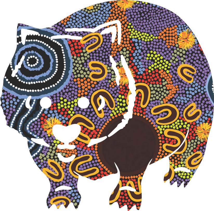 Wombat Wooden Magnet (Australian Made) - Women Gathering At Waterholes By Merryn Apma