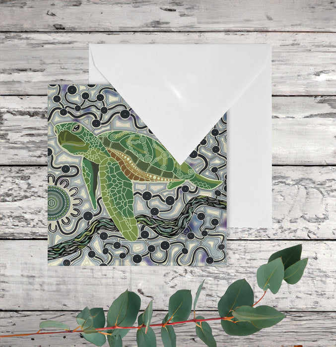 Greeting Card - Turtle By Nina Wright