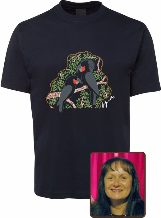 T Shirt Kids Regular Fit - Wendy Pawley, Black Cockatoos Design