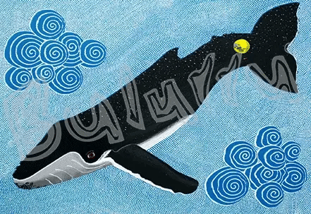 3D Postcard By Wendy Pawley - Whale & Moon