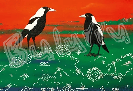 3D Postcard By Wendy Pawley - Magpies