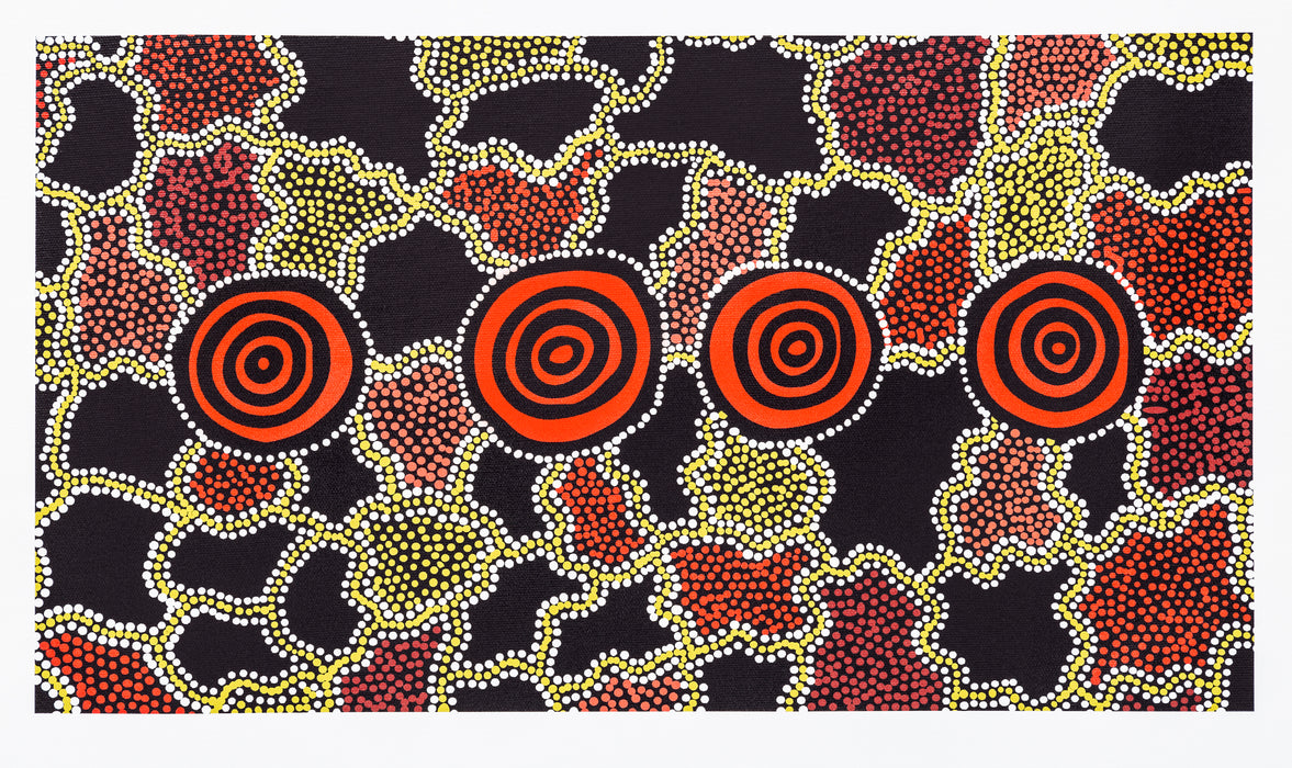 Bulurru Aboriginal Art Canvas Print  Unstretched - Desert Camps By Merryn Apma Daley