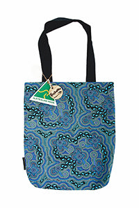 On Walkabout Blue Cotton Tote Bag Small