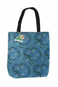 On Walkabout Blue Cotton Tote Bag Large