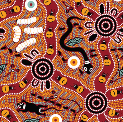 Bush Tucker Aboriginal Pattern Fabric | Australia Indigenous Patterns ...