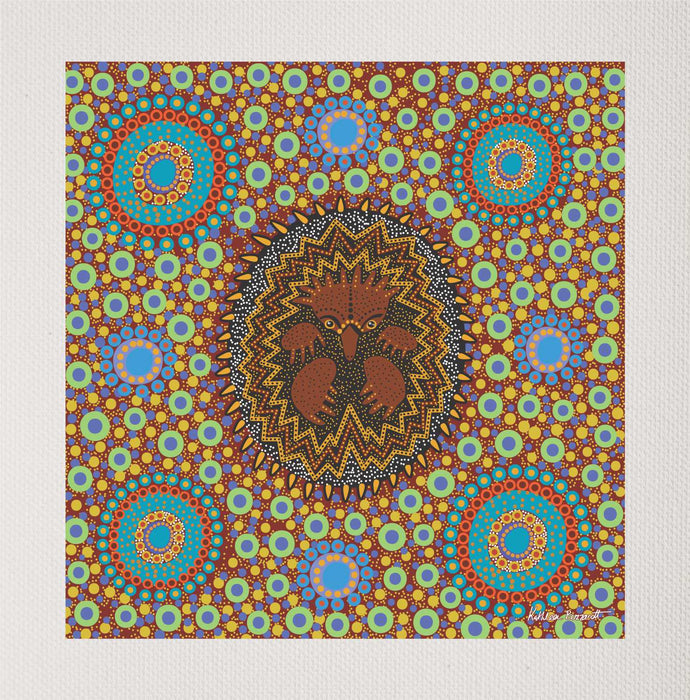 Bulurru Aboriginal Art Canvas Print Unstretched - Echidna By Kathleen Buzzacott