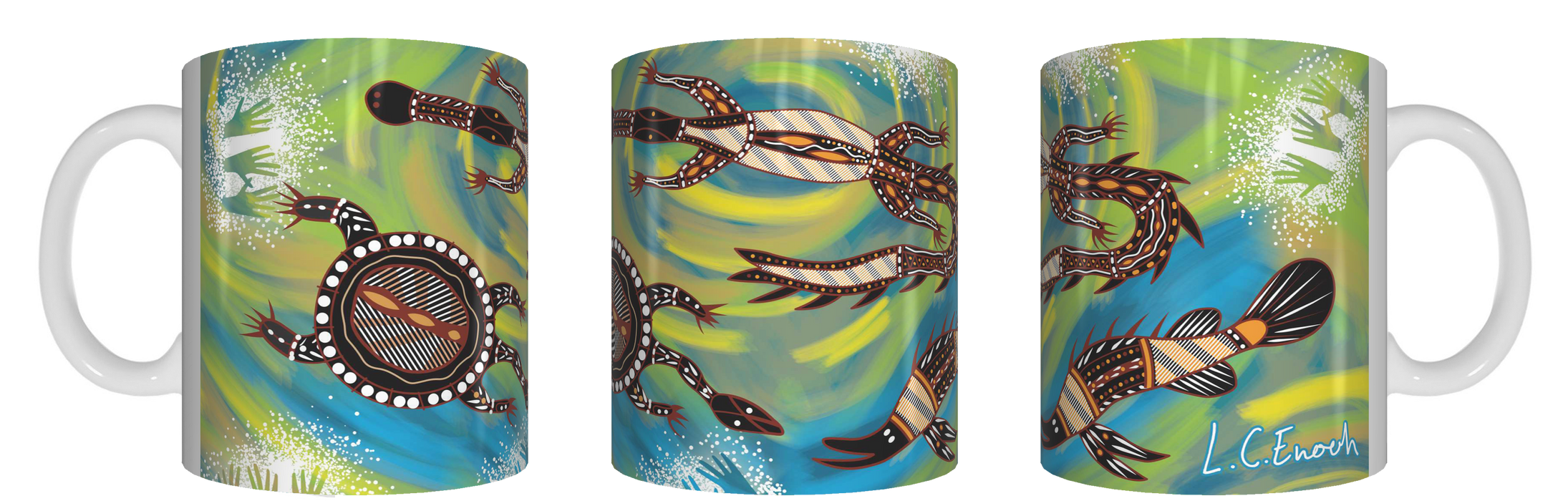 Freshwater Totems - Aboriginal Design Ceramic Mug in Gift Box
