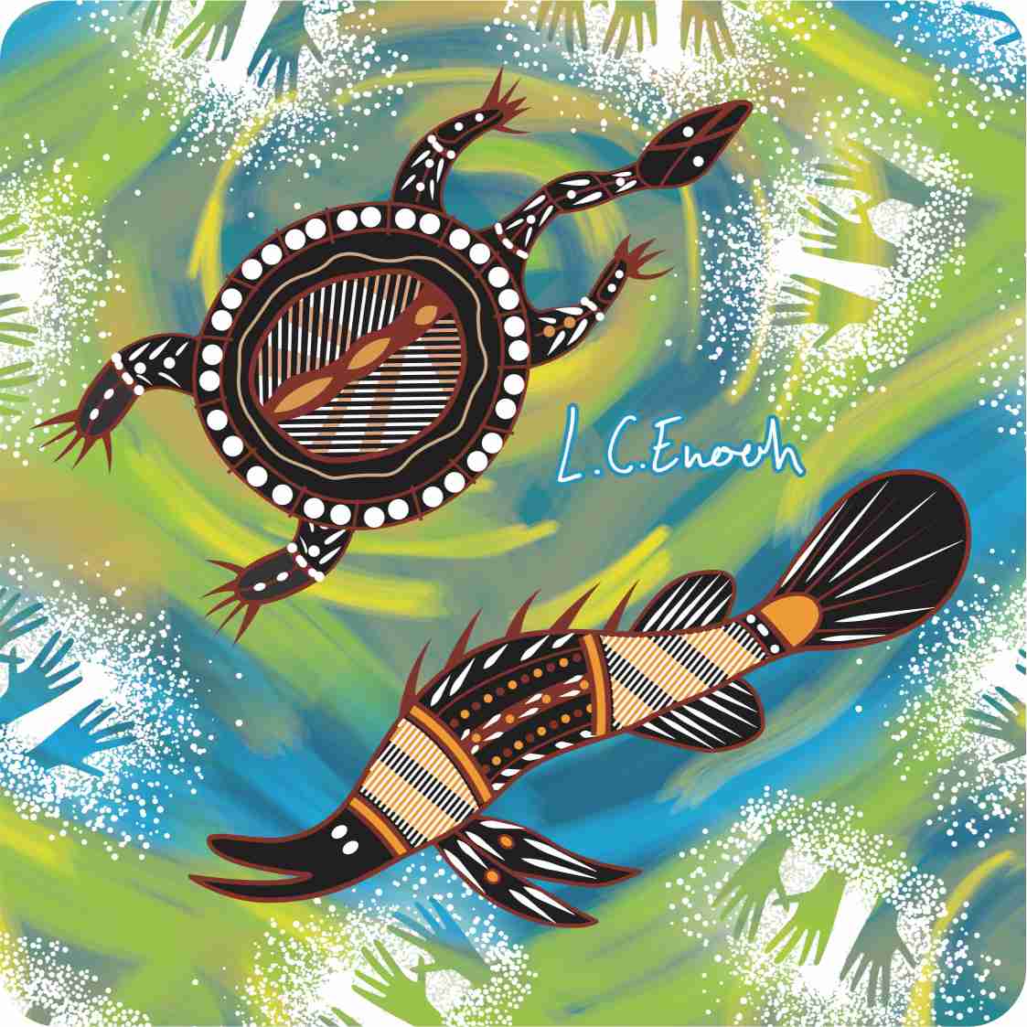 Aboriginal Ceramic Coasters By Louis Enoch
