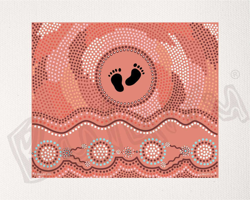 Bulurru Aboriginal Art Canvas Print Unstretched - Gilay The Moon, Yaraay The Sun, Miri The Stars by Wendy & Alisha Pawley