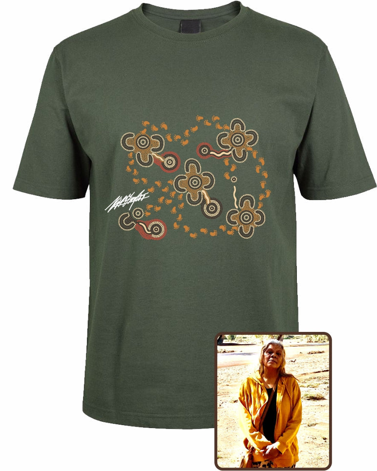 T Shirt ADULT Regular Fit - Karen Taylor, On Walkabout Ochre Design