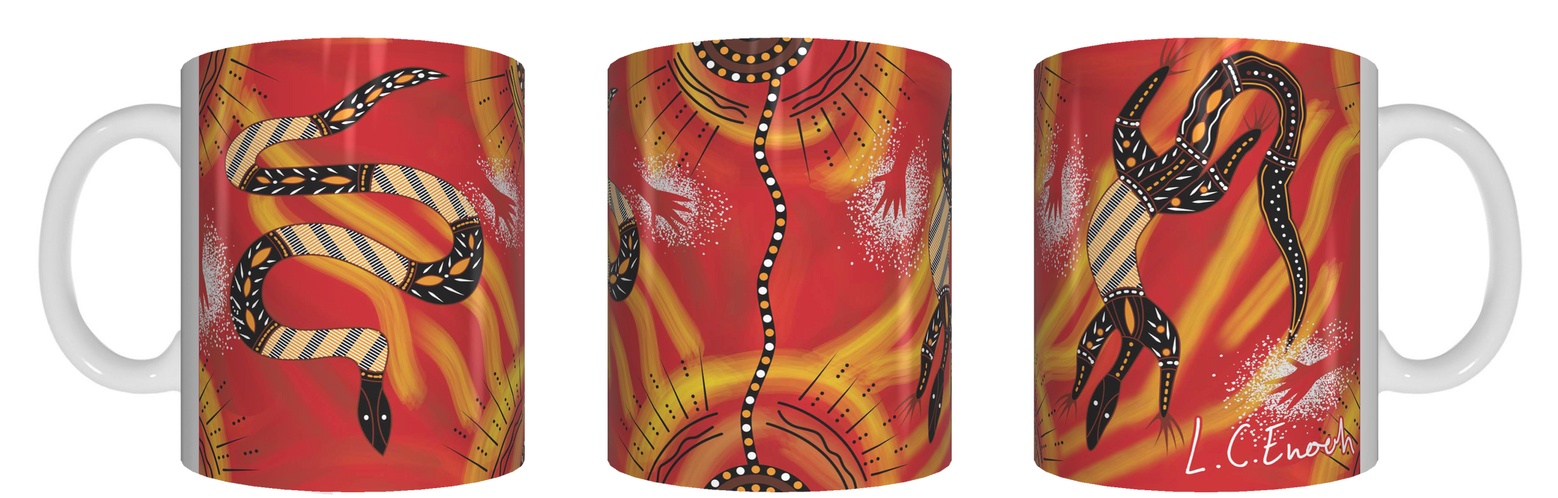Meeting Place (Fire) - Aboriginal Design Ceramic Mug in Gift Box