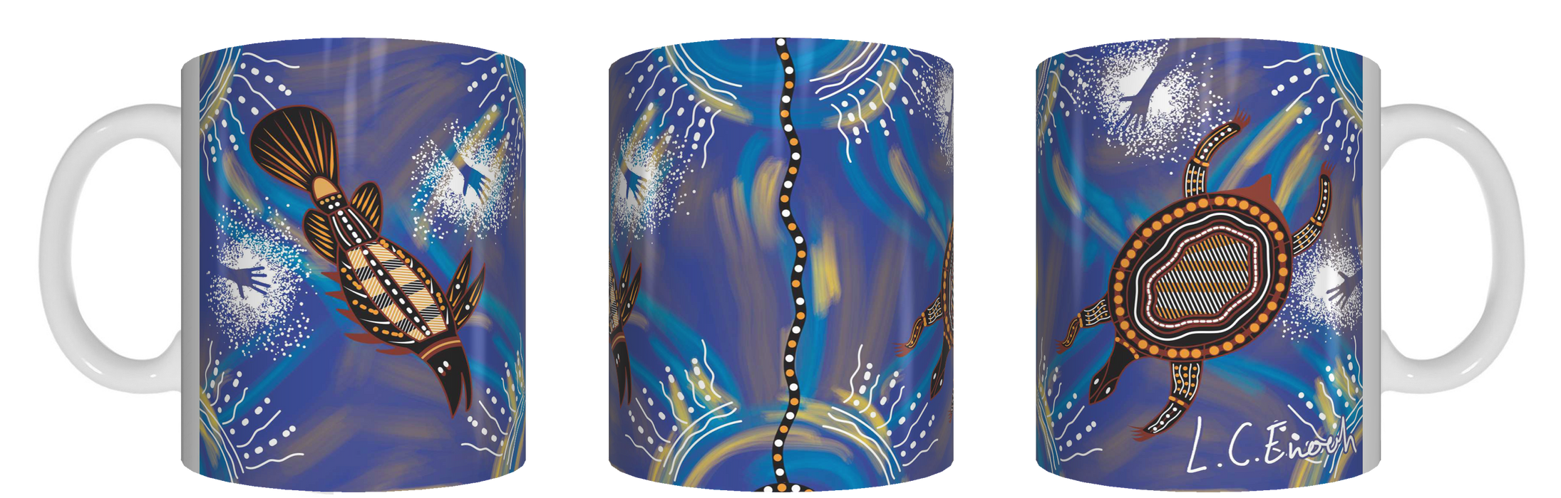 Meeting Place (Water) - Aboriginal Design Ceramic Mug in Gift Box