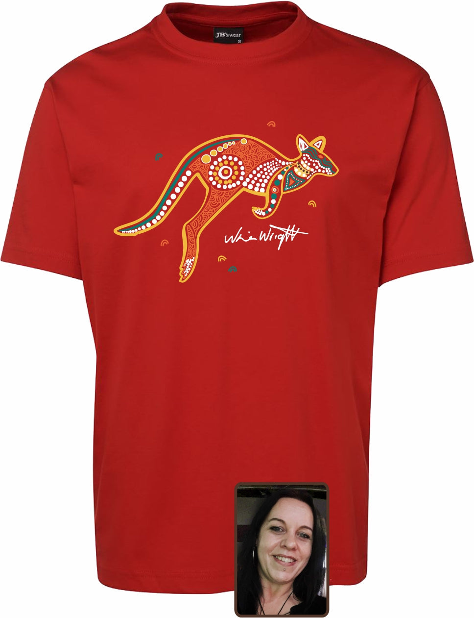 T Shirt ADULT Regular Fit - Nina Wright, Wawi (Red Kangaroo) Design
