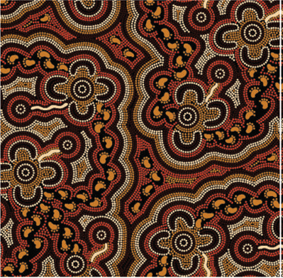 On Walkabout Ochre Aboriginal Pattern COTTON Fabric Per Metre