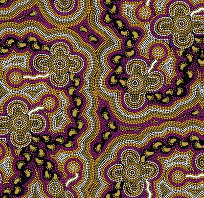 On Walkabout Wine Aboriginal Pattern CHIFFON Fabric Per Metre