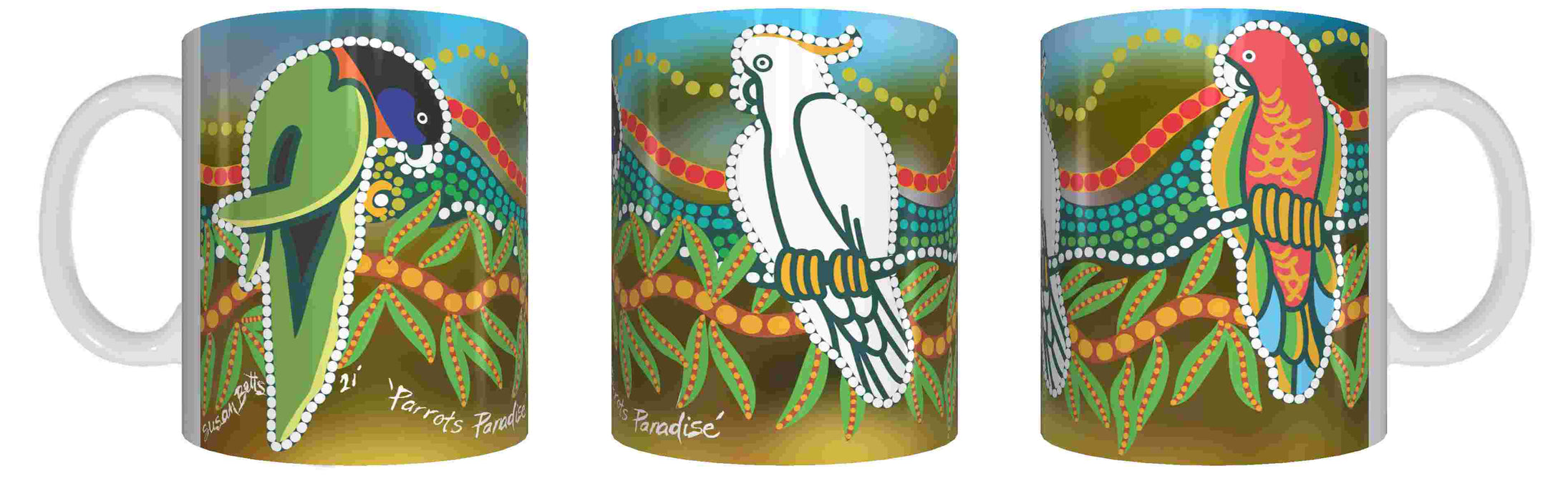 Parrots Paradise - Aboriginal Design Ceramic Mug in Gift Box