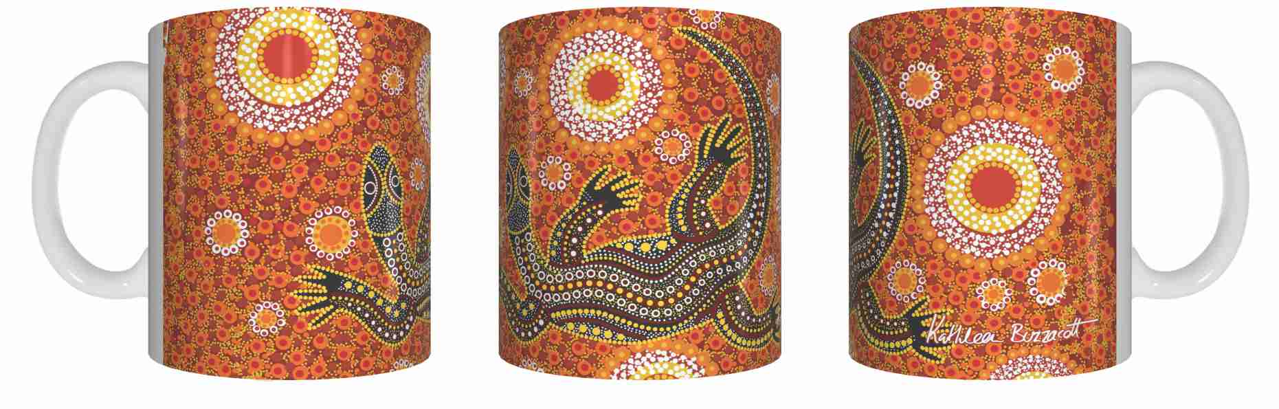 Sand Goanna - Aboriginal Design Ceramic Mug in Gift Box