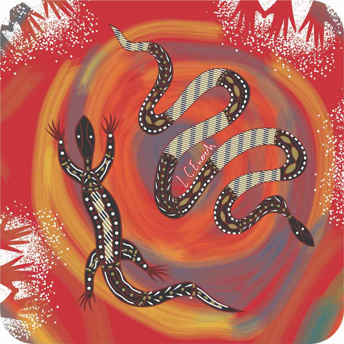 Aboriginal Ceramic Coasters By Louis Enoch
