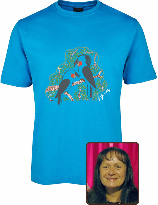 T Shirt ADULT Regular Fit - Wendy Pawley, Black Cockatoos Design