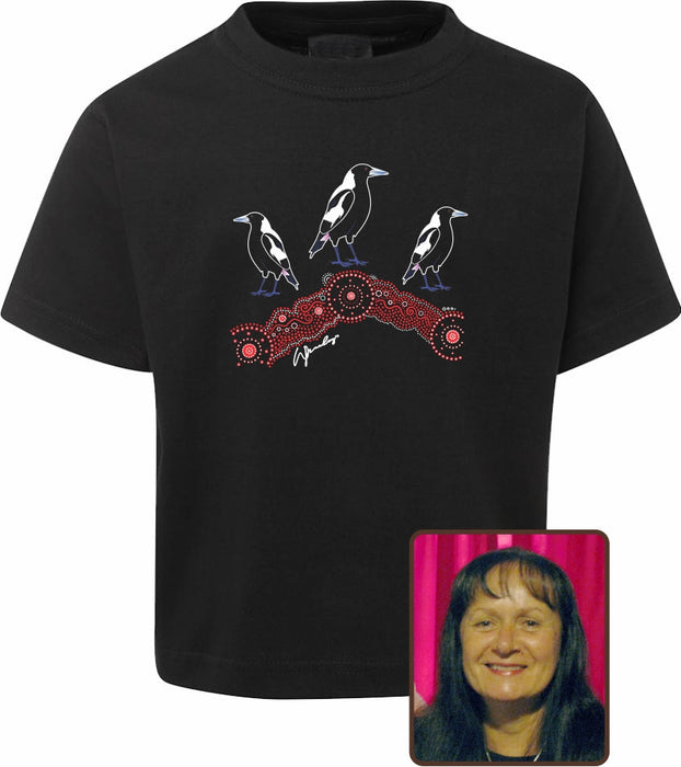 T Shirt Kids Regular Fit - Wendy Pawley, Magpies at Sunset Design