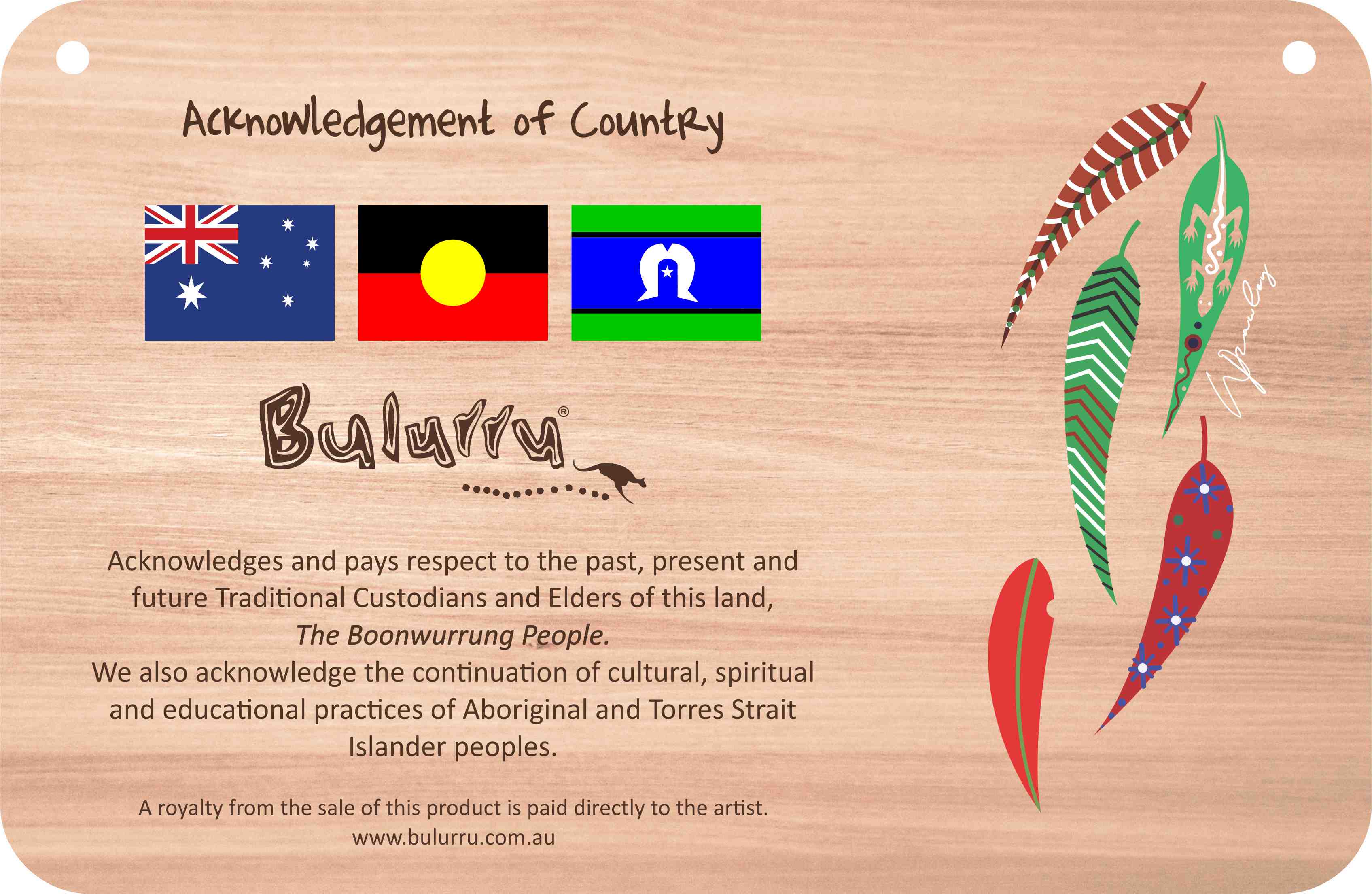 Customised Acknowledgement of Country - 287mm x 187mm